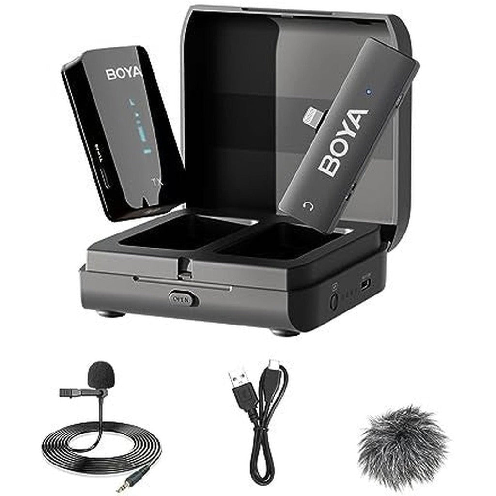 Boya 2.4Ghz Wireless Microphone For Mobile Device Like Smartphone, Pc, Tablet (1Transmitter+1Receiver With Lightning Jack) - Black