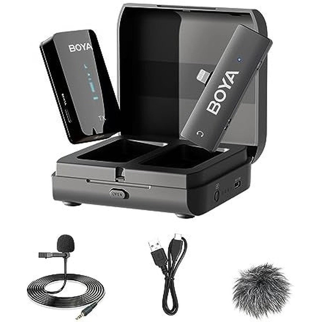 Boya 2.4Ghz Wireless Microphone For Mobile Device Like Smartphone, Pc, Tablet (1Transmitter+1Receiver With Lightning Jack) - Black