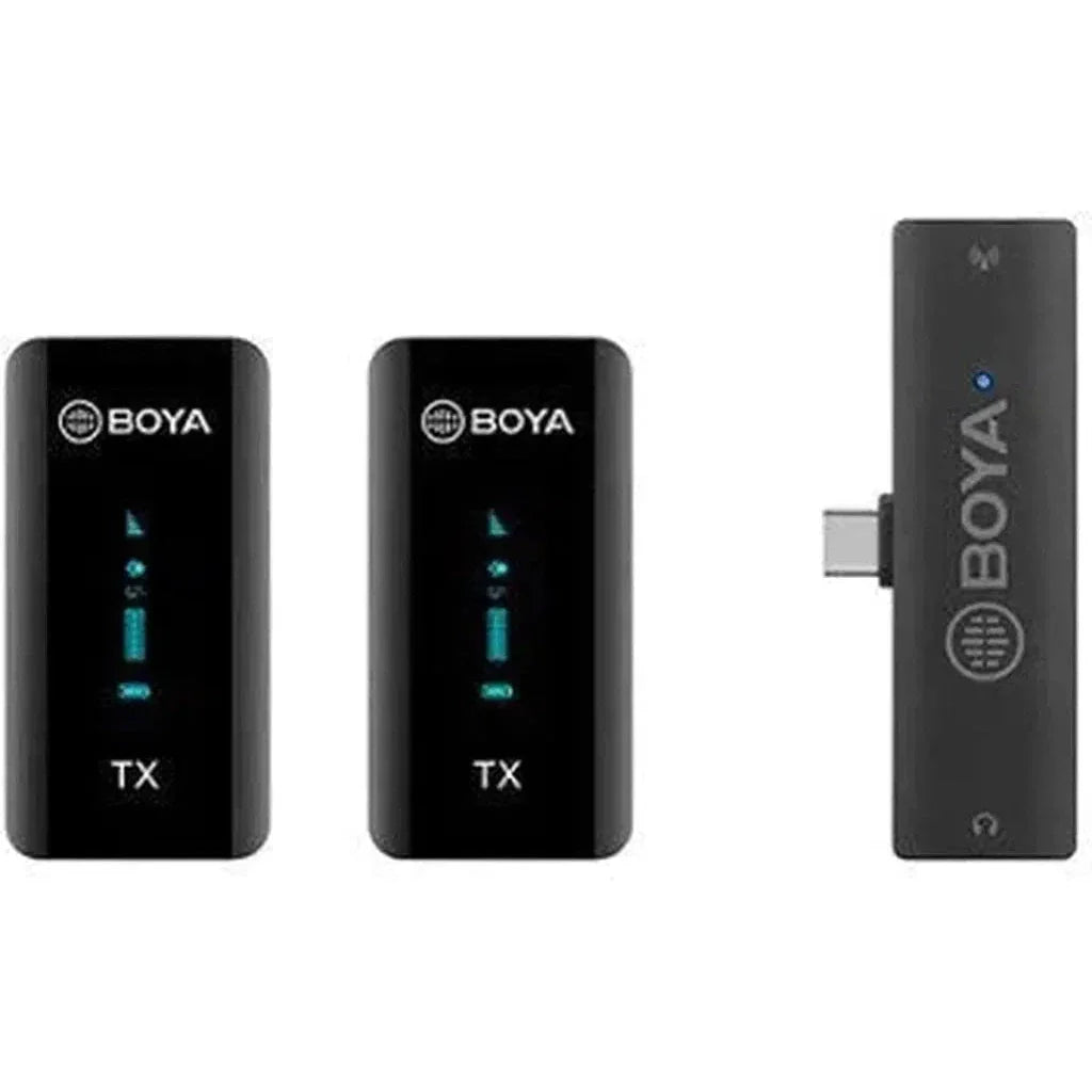 Boya 2.4Ghz Wireless Microphone For Mobile Devices Like Smartphone, Pc, Tablet (2Transmitters+1Receiver With Lightning Jack) - Black