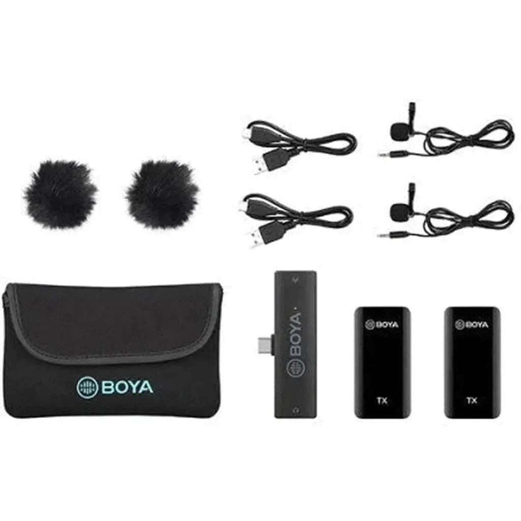 Boya 2.4Ghz Wireless Microphone For Mobile Devices Like Smartphone, Pc, Tablet (2Transmitters+1Receiver With Lightning Jack) - Black