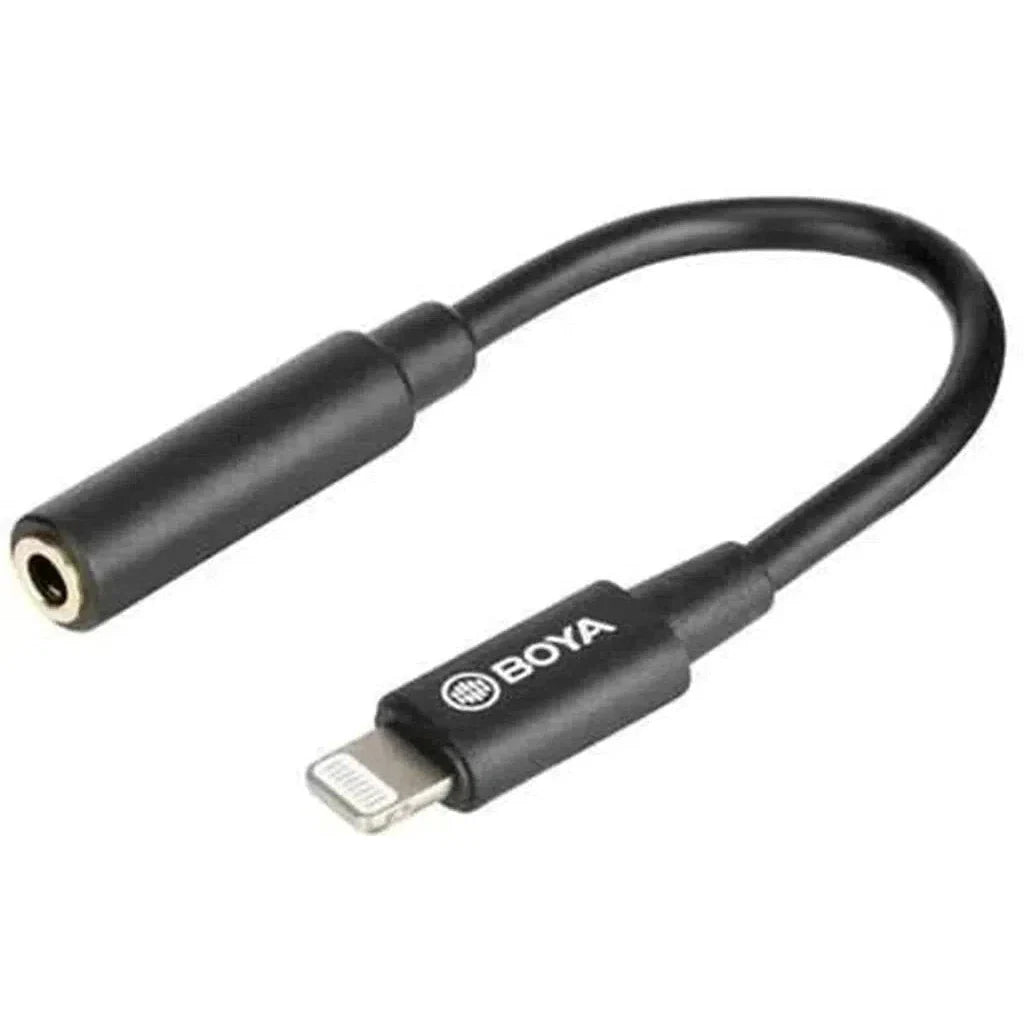 BOYA BY-K3 3.5mm Female TRS to Male Adapter Cable - 3.5mm / ‎Lightning - Black