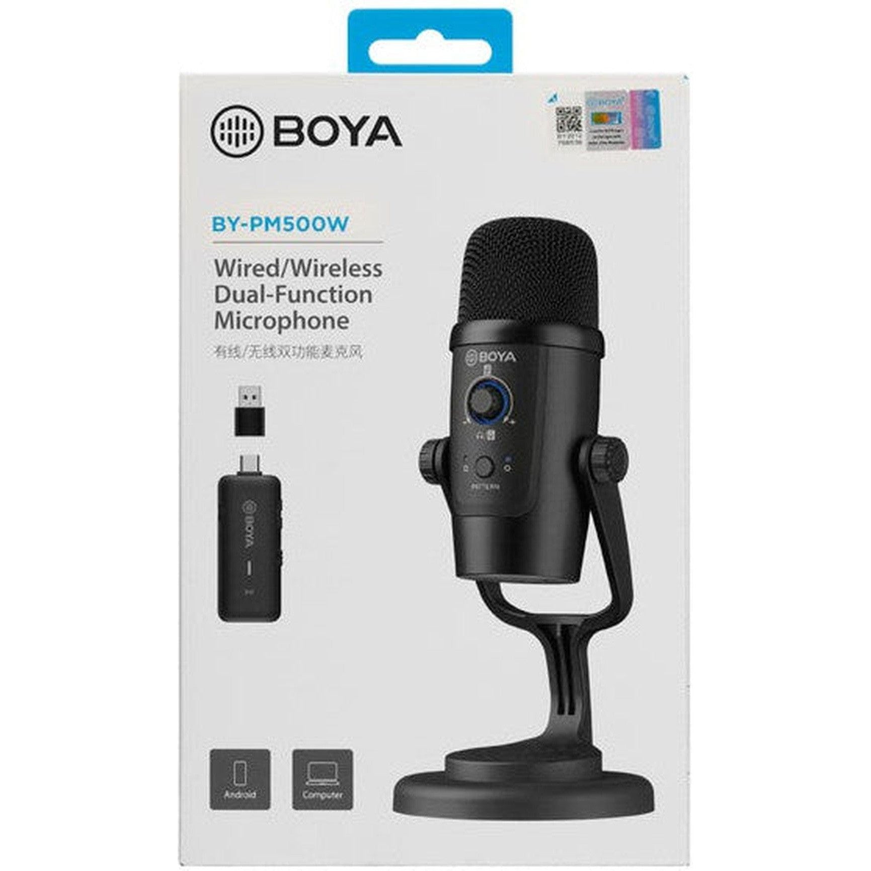 Boya By-Pm500W Optional Wired/2.4Ghz Wireless Dual-Function Microphone-10M - Black