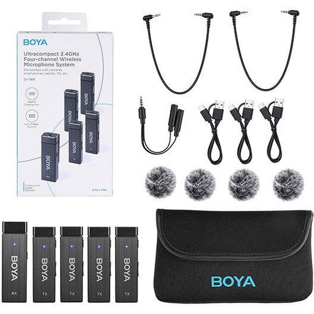 Boya By-W4 Ultracompact 2.4Ghz Four-Channel Wireless Microphone System