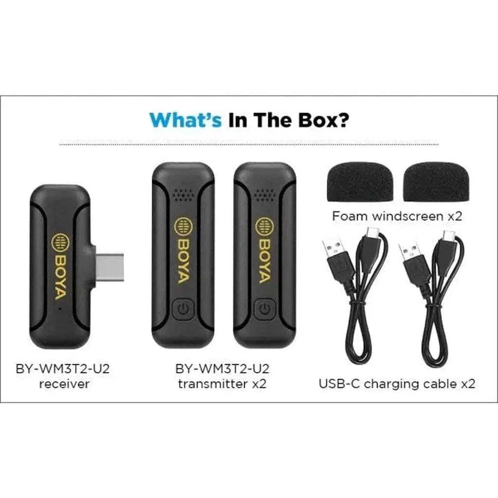 Boya Smallest 2.4Ghz Wireless Microphone For Type-C Device( 2Tx+1Rx ) - Black