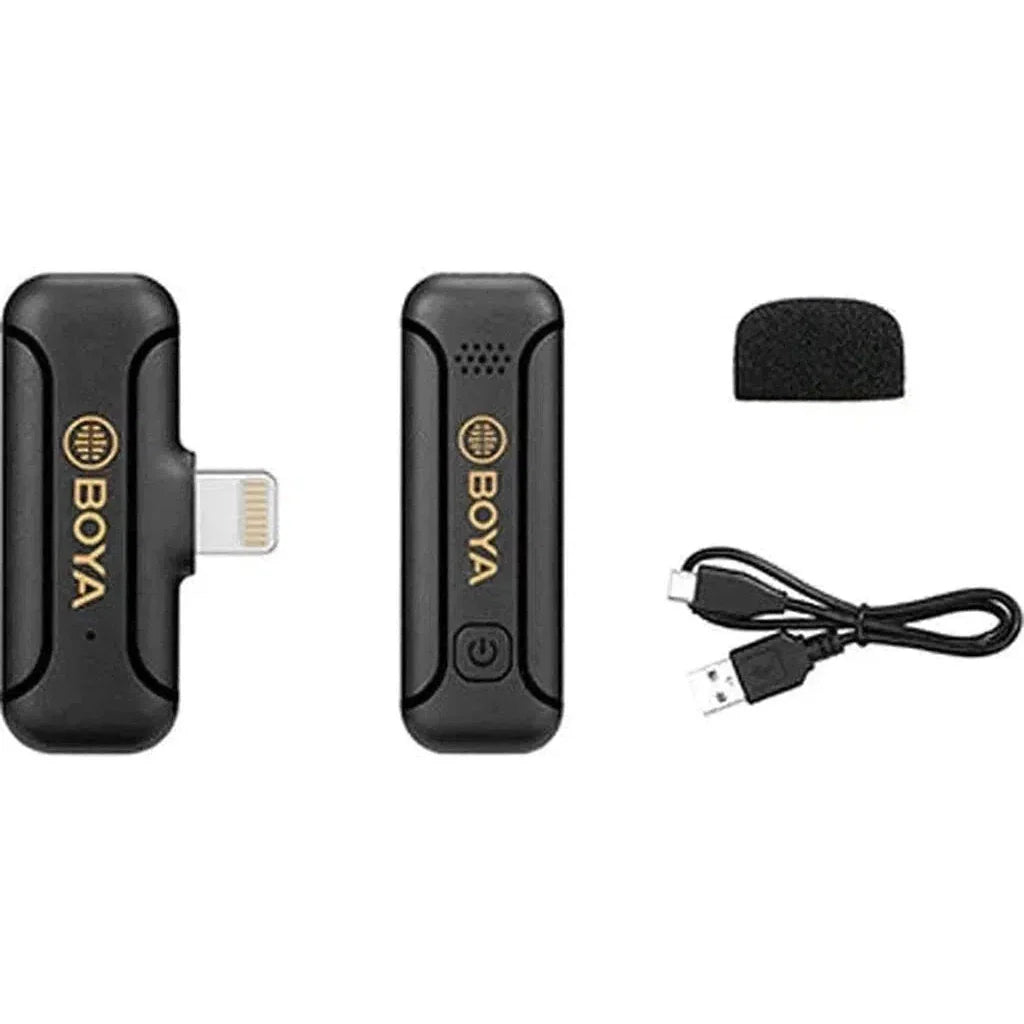 Boya Smallest 2.4Ghz Wireless Microphone With Lightning Connector For Ios Device( 1Tx+1Rx) - Black