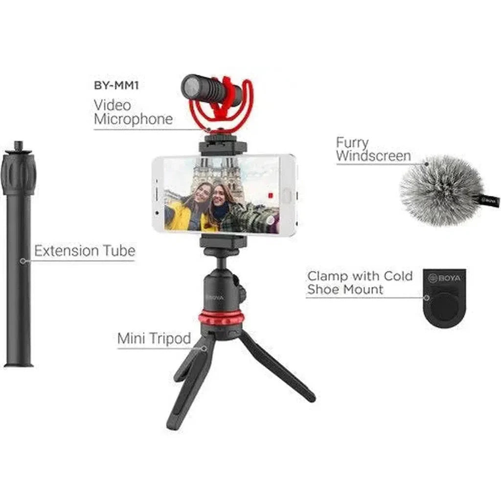 Boya Vlogger Kit（By-T1/By-C12/By-Mm1) - Black