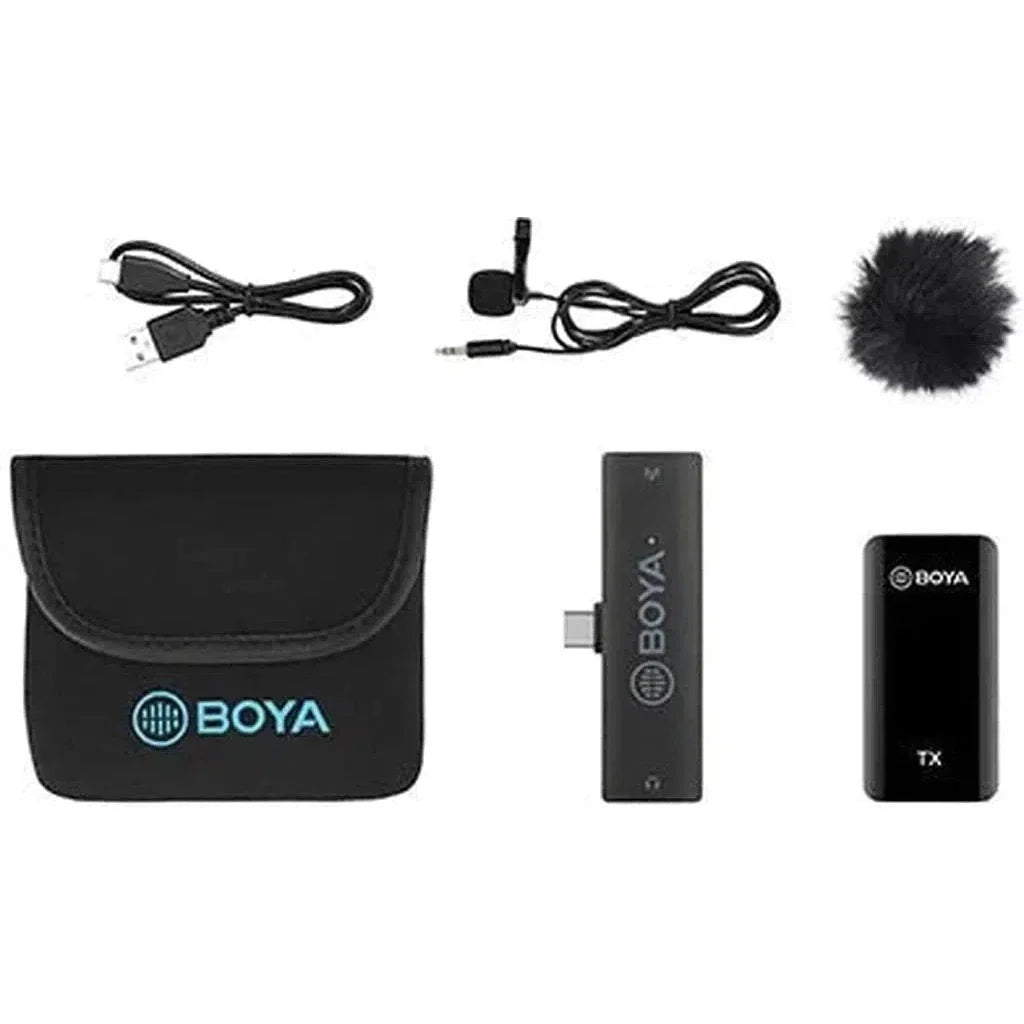 Boya.4Ghz Wireless Microphone For Mobile Device Like Smartphone, Pc, Tablet (1Transmitter+1Receiver With Type-C Jack) - Black
