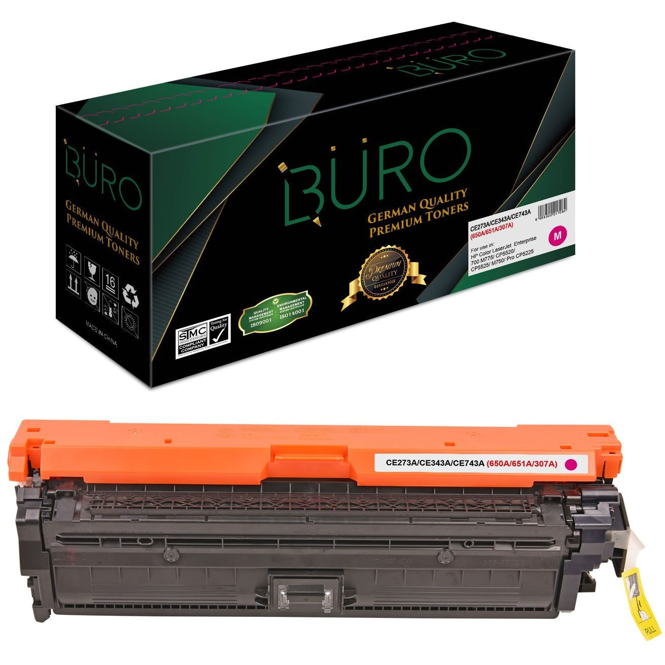 Buro Compatible 650A/651A/307A Ce273A/Ce343A/Ce743A Toner for HP Magenta