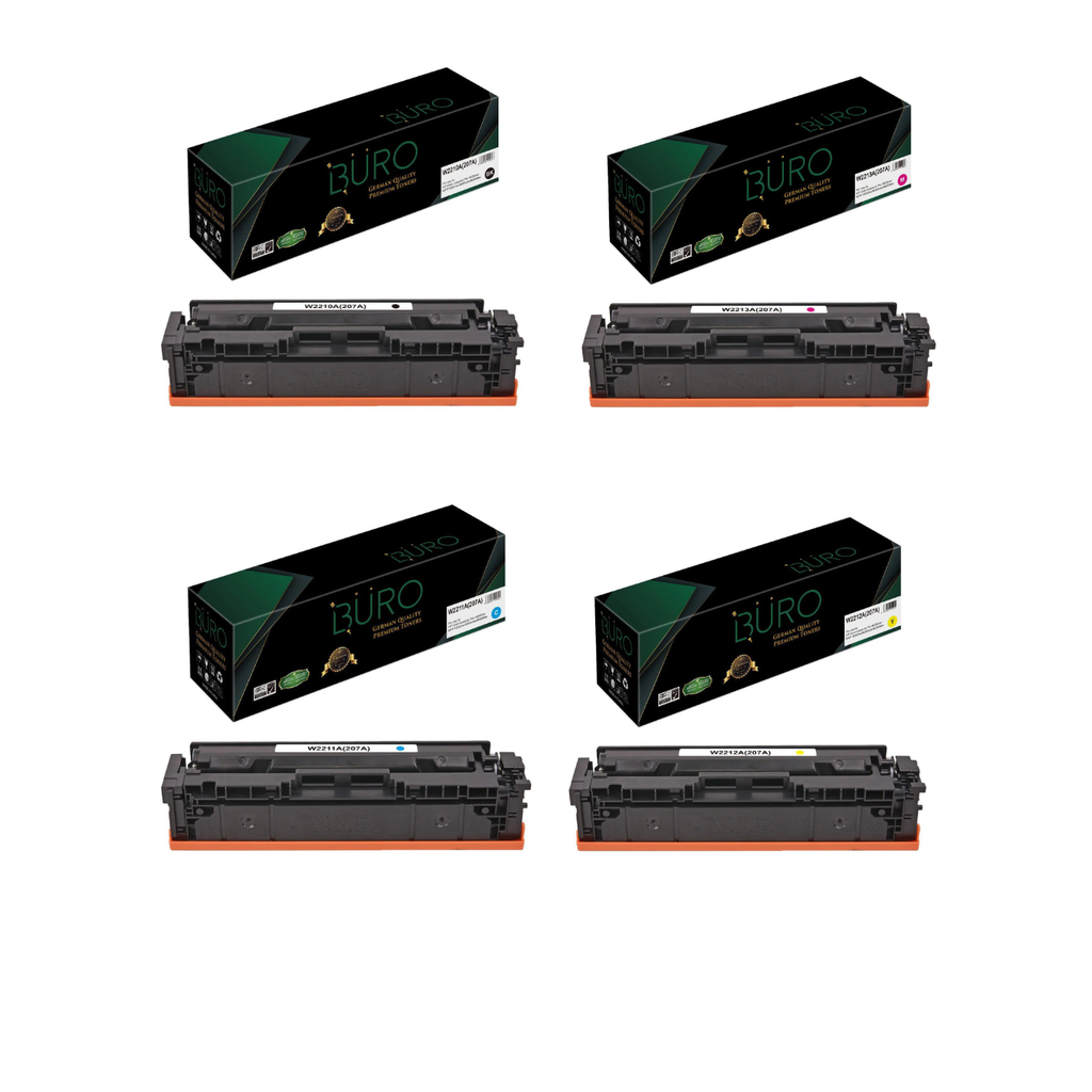 Buro Compatible for HP 207A Black-Cyan-Magenta-Yellow Combo Pack of 4