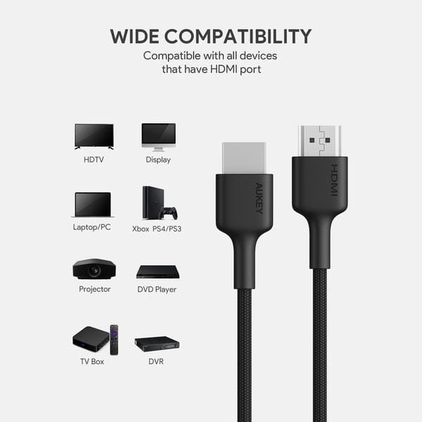 AUKEY CB-H01 BK HDMI Cable 2 meter (2-Pack) – Black & Red