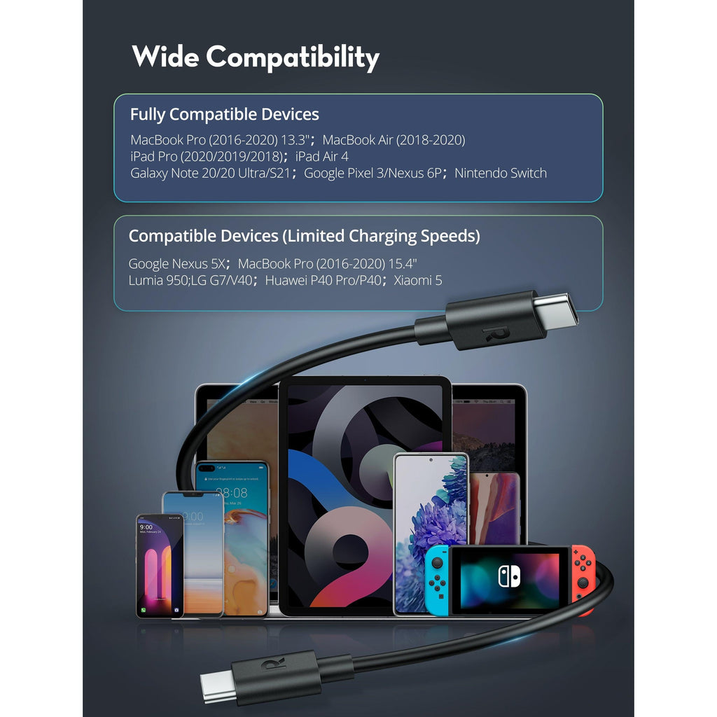 Ravpower Rp-Cb068 2M Type-C To
Tyep-C Cable Tpe Black