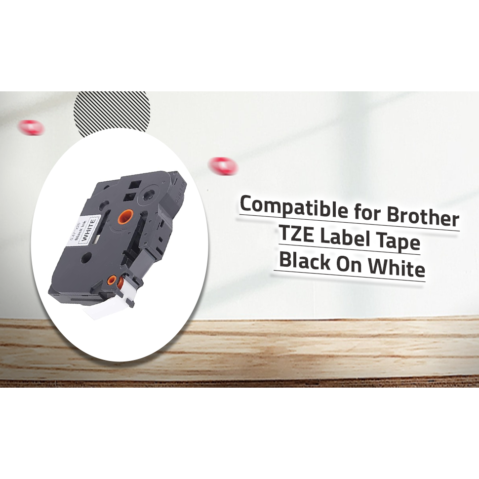 COMPATIBLE Brother Tape Black on White - 12 mm