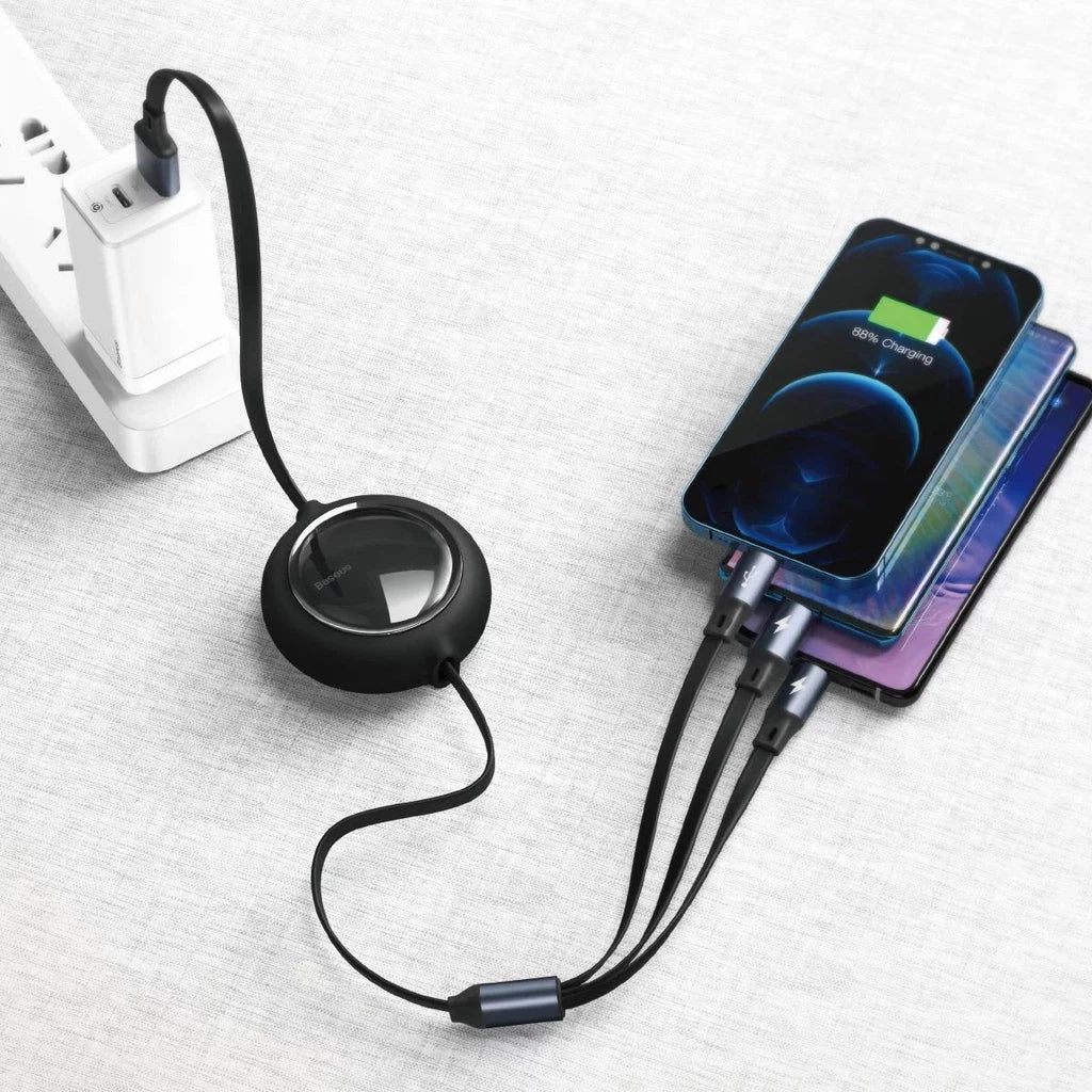 Cable Baseus Bright Mirror 3-in-1 cable USB For M+L+T 3.5A 1.2m Black