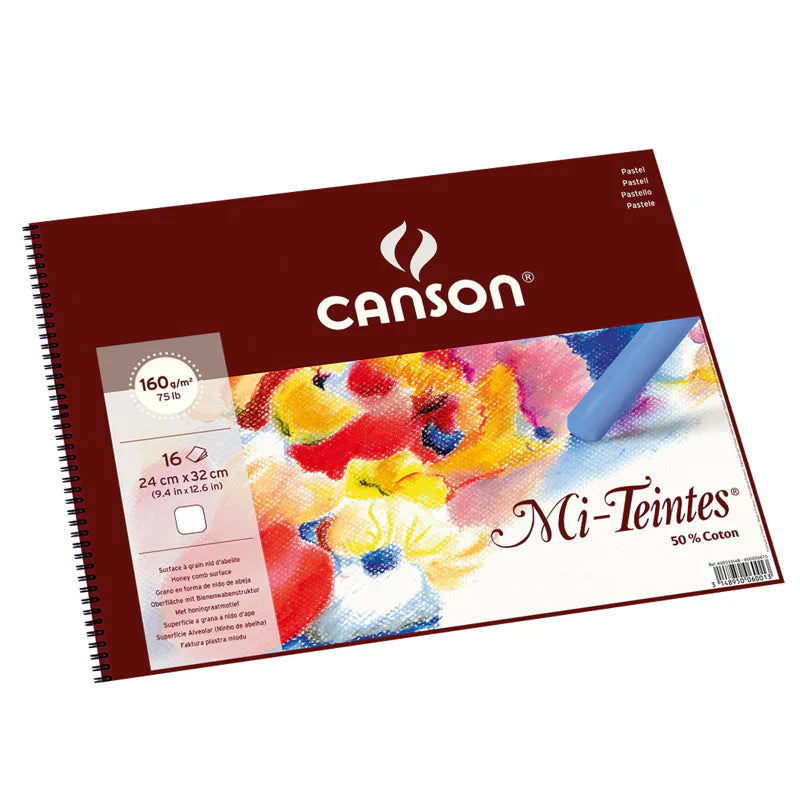Canson Mi-Teintes Spiral Pastel Paper Pad (24 X 32Cm) 16 Sheets White