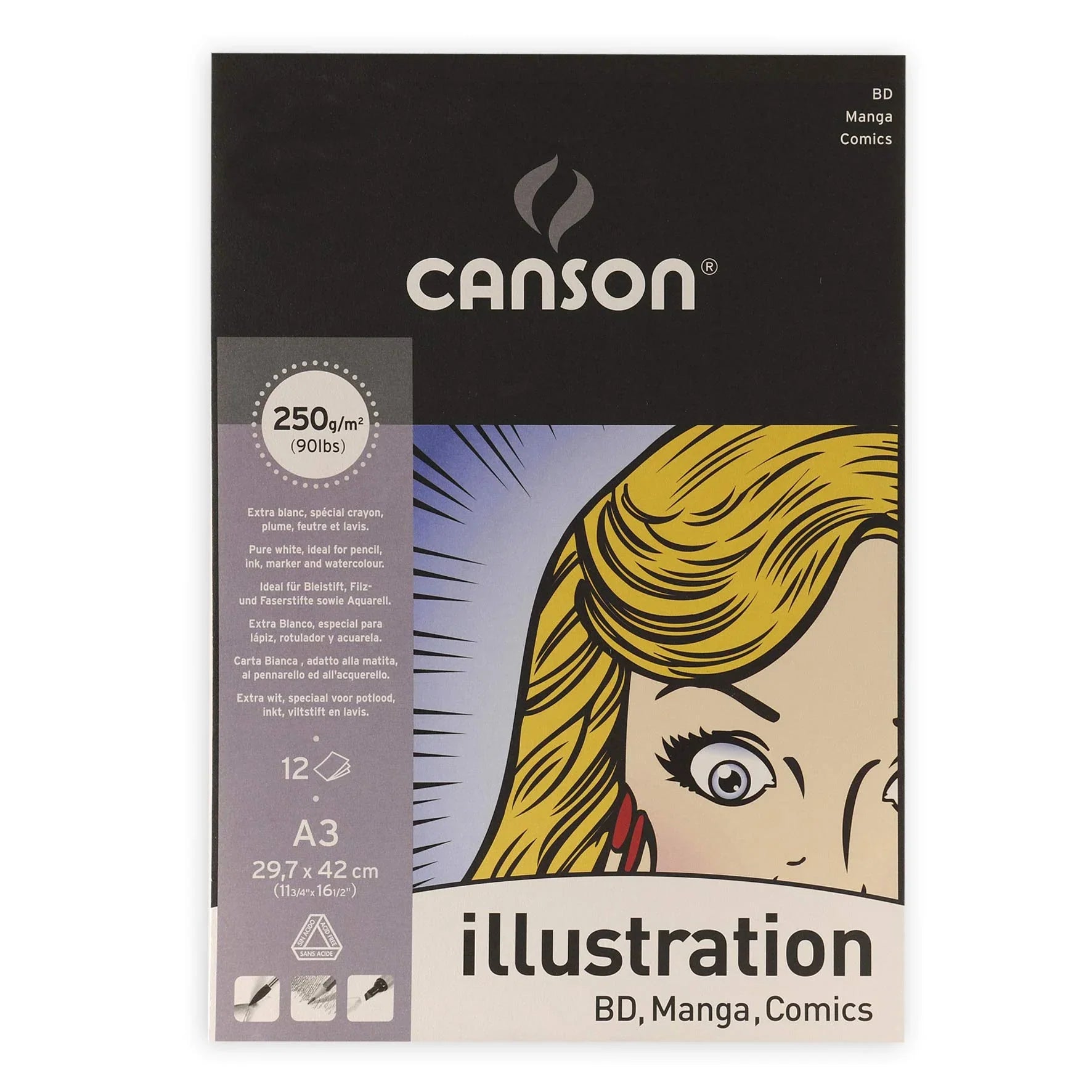 Canson 250Gsm Drawing Paper High-Texture A3 Pad