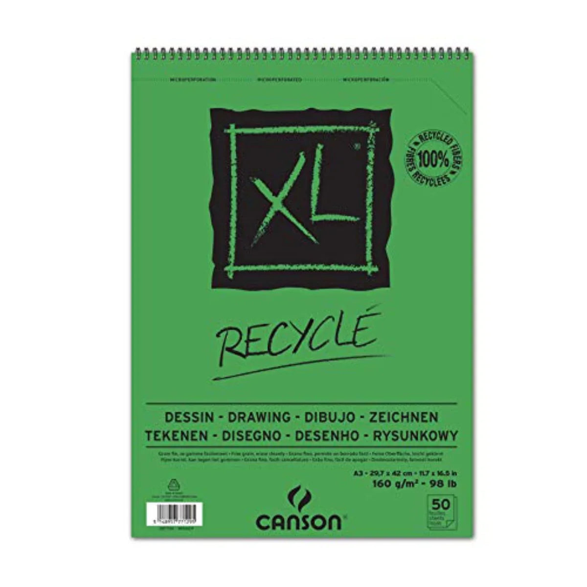 Canson Xl Recycled Drawing 50Sheet, A3,160G