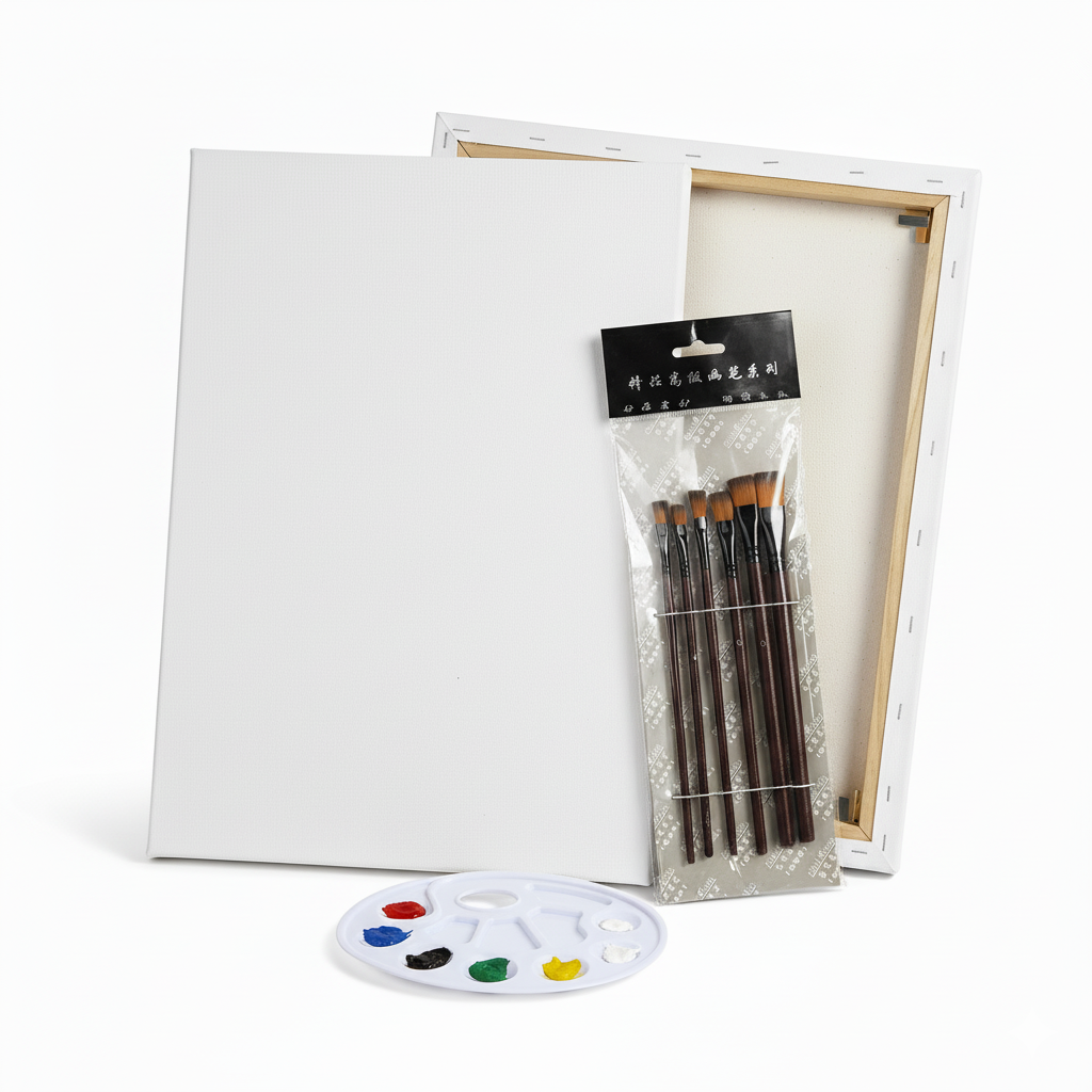Canvas Board 30 X 40 Cm with Brush and Palette Combo