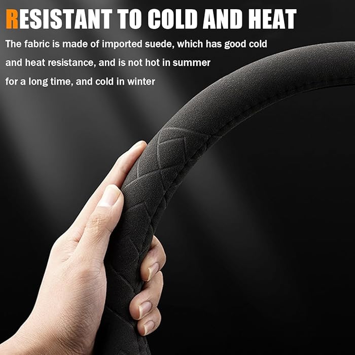 Car Suede Steering Cover Black