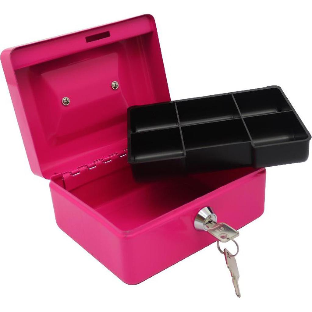 Cash Bank With Cylinder Lock & 2 Keys - Pink