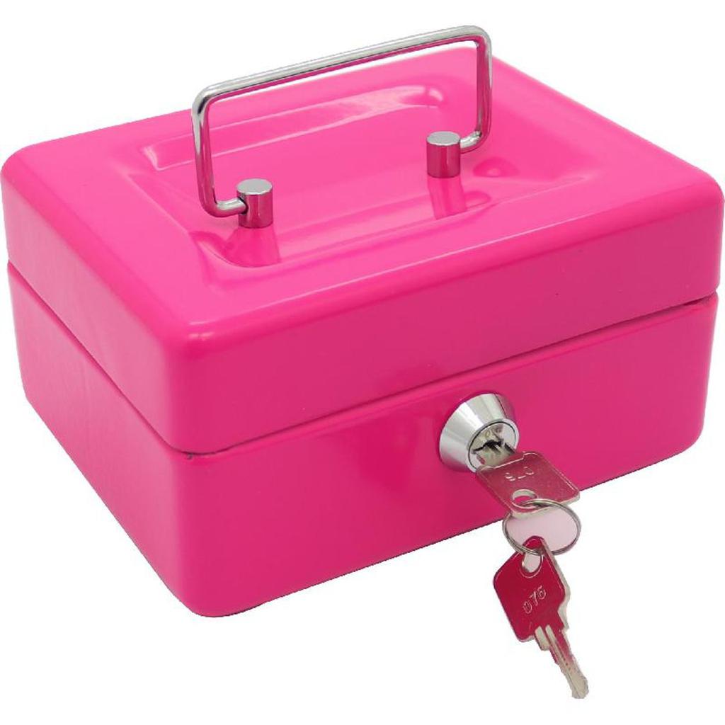 Cash Bank With Cylinder Lock & 2 Keys - Pink