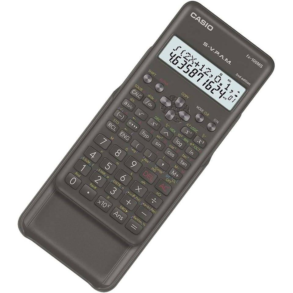 Casio FX-100MS 2nd Gen Non-Programmable Scientific Calculator, 300 Functions and 2-line Display, Black