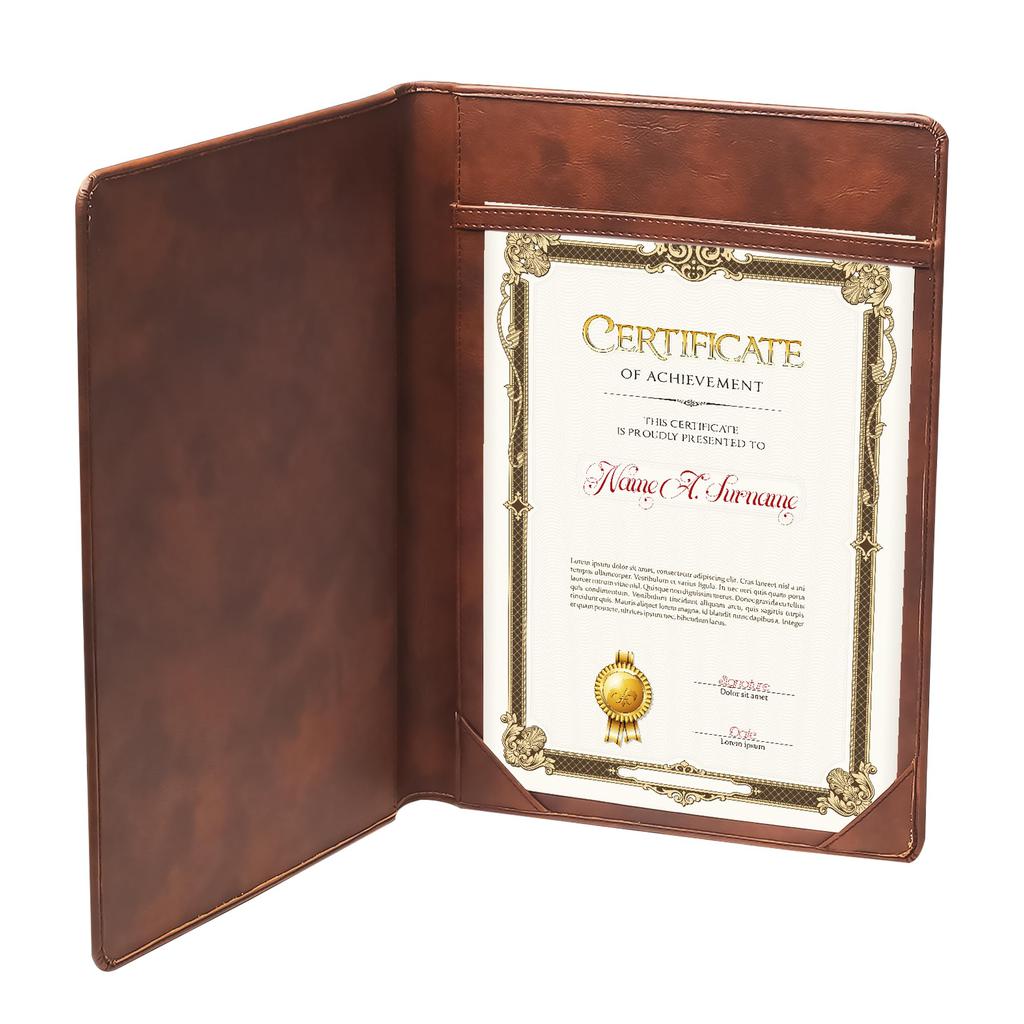 Certificate Holder PU Material - Brown Color
