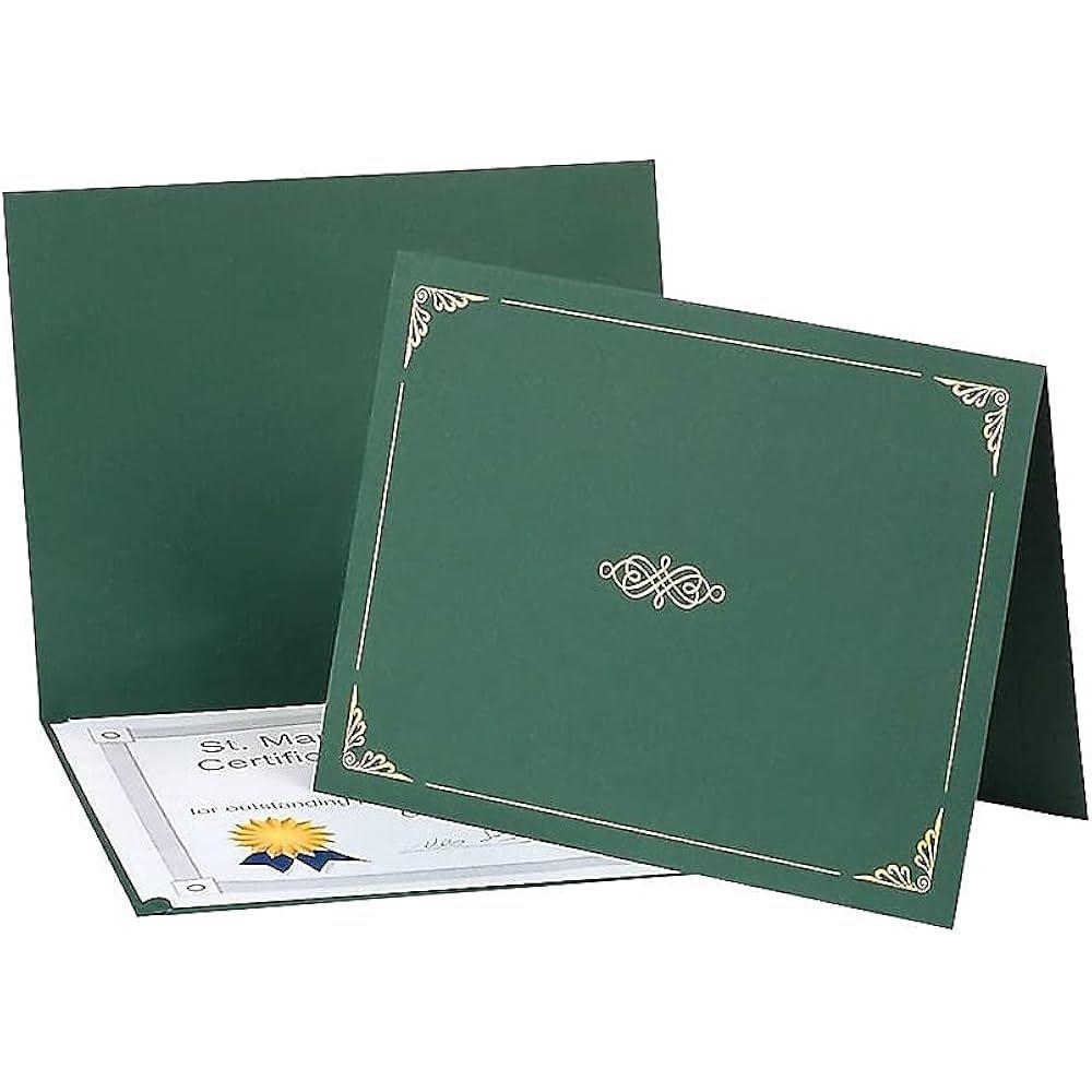 Certificate Holder with Print - Green Color