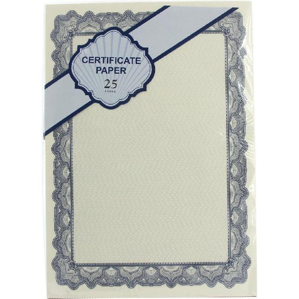 Certificate Paper Cream Color & Blue Border