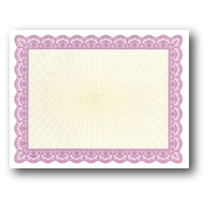 Certificate Paper Cream Color & Pink Border