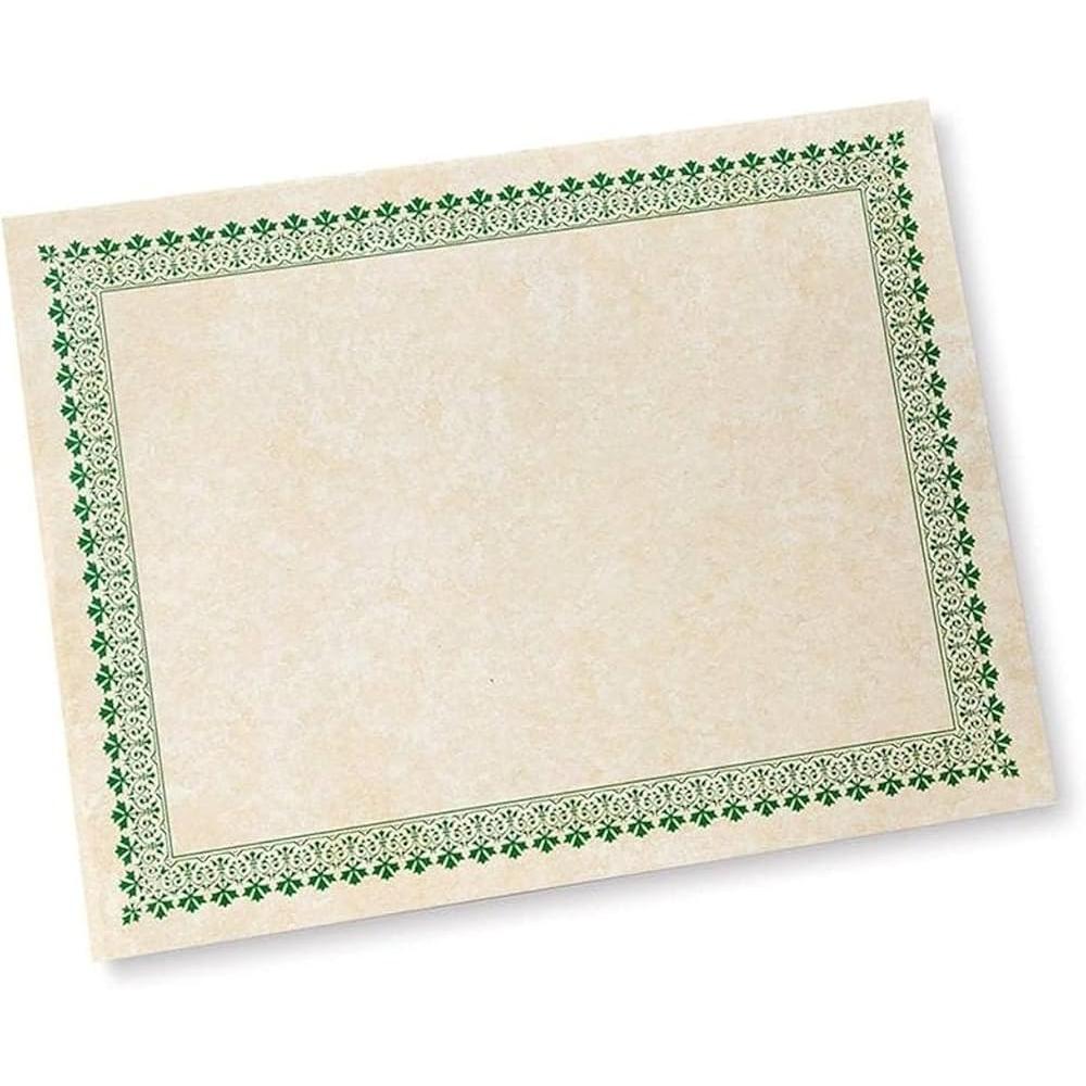 Certificate Paper Cream Color and Green Border