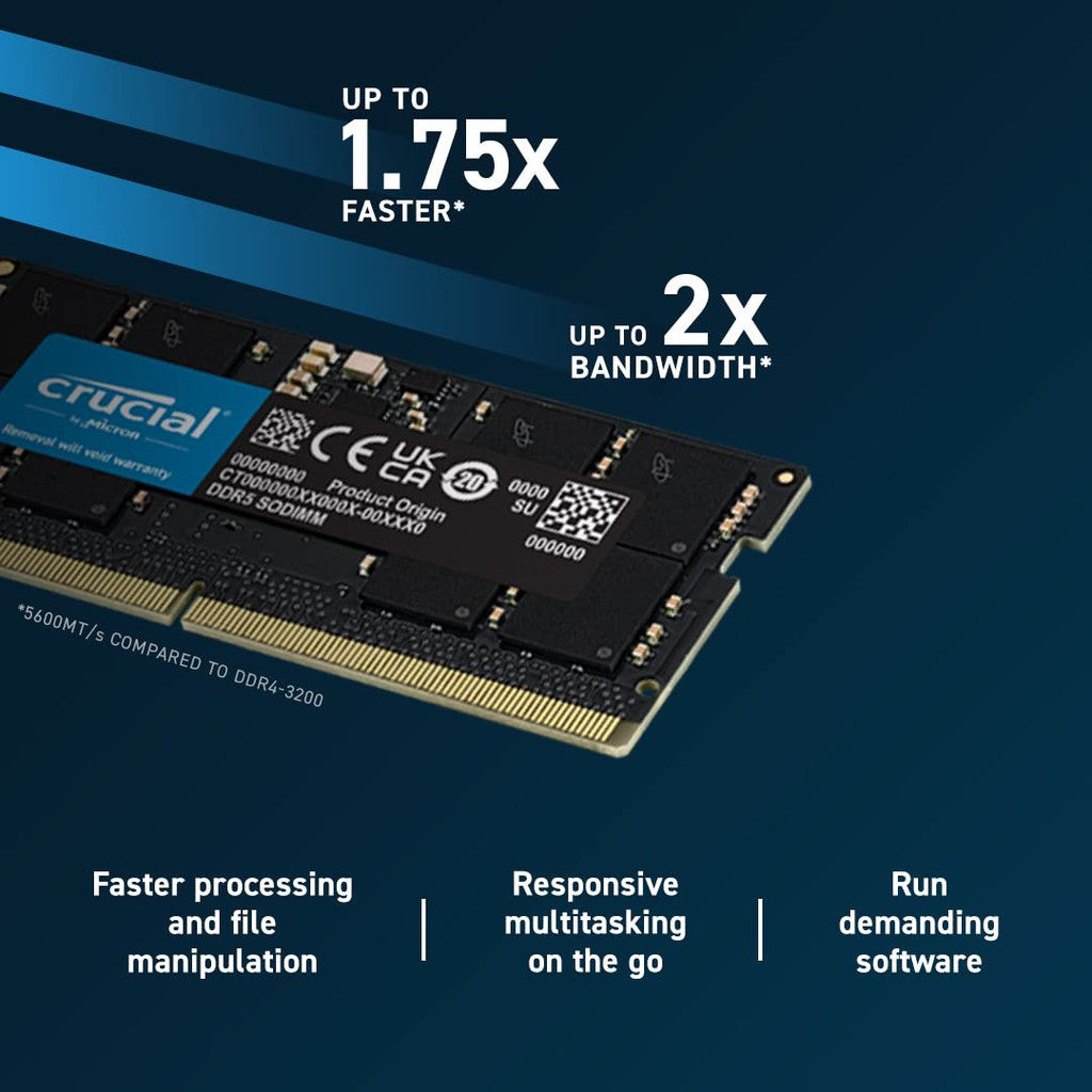Crucial 16GB DDR5 5600MHZ SODIMM Memory Notebook - CT16G56C46S5