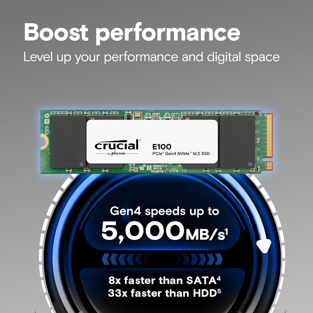 Crucial E100 - 1TB / M.2 2280 / 5000 MB/s / PCIe 4.0 - SSD (Solid State Drive)
