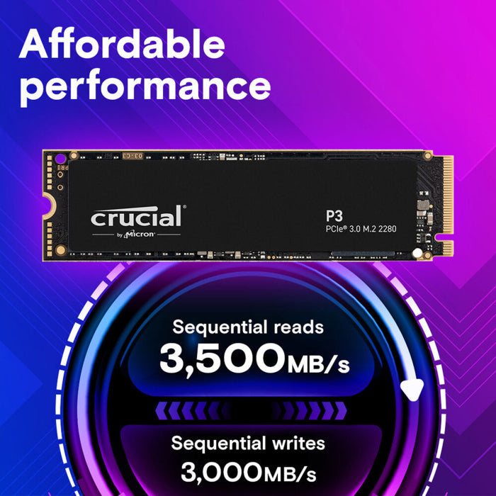 Crucial P3 4TB PCIe 3.0 NVME M.2 SSD Upto 3500MB/s - Without Heatsink