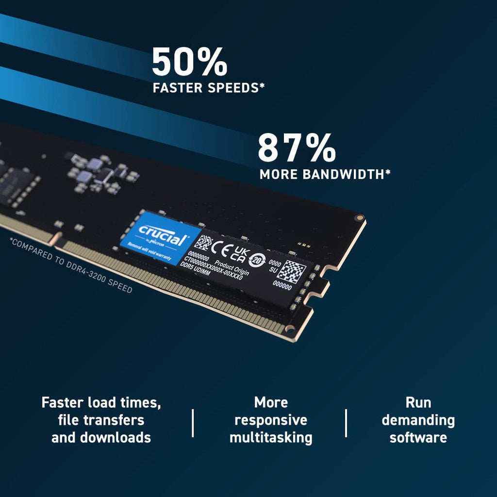 Crucial RAM 32GB DDR5 4800MHz Desktop Memory CT32G48C40U5