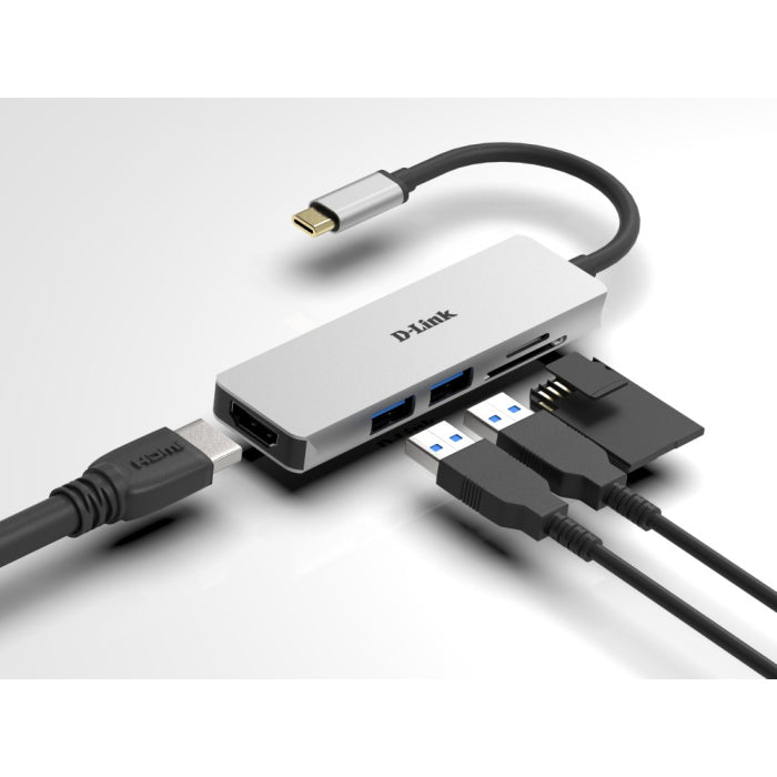 D-Link 5-in-1 USB-C Hub with HDMI and SD/microSD Card Reader