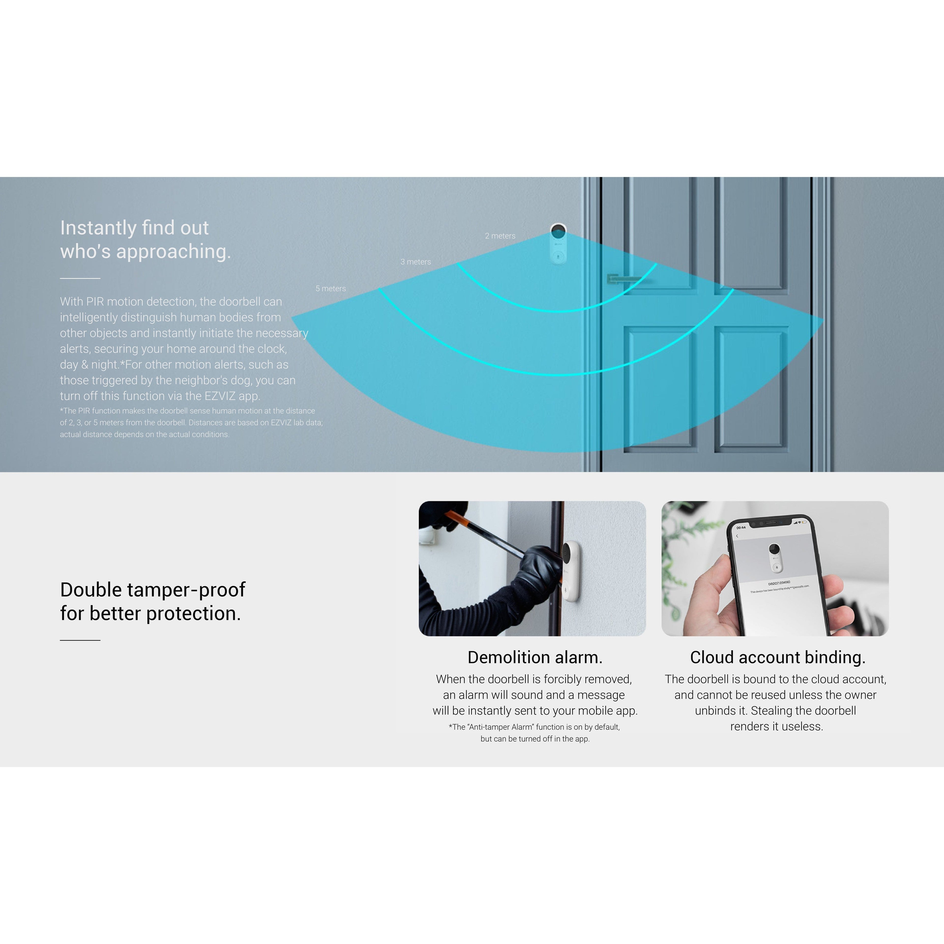 Ezviz DB2C Wifi Doorbell With Chime - H.265 / White