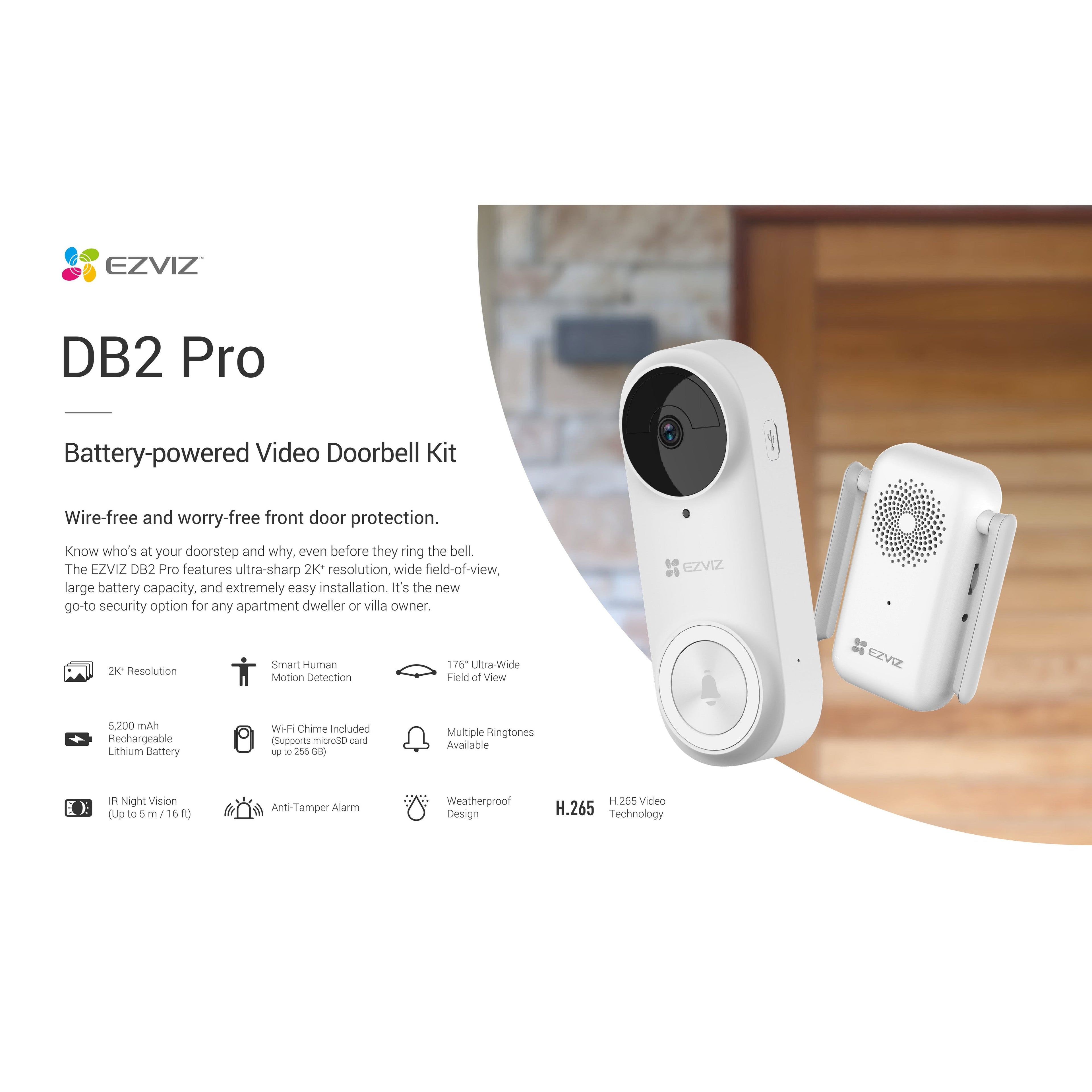 Ezviz DB2 Pro Wifi Doorbell With Chime