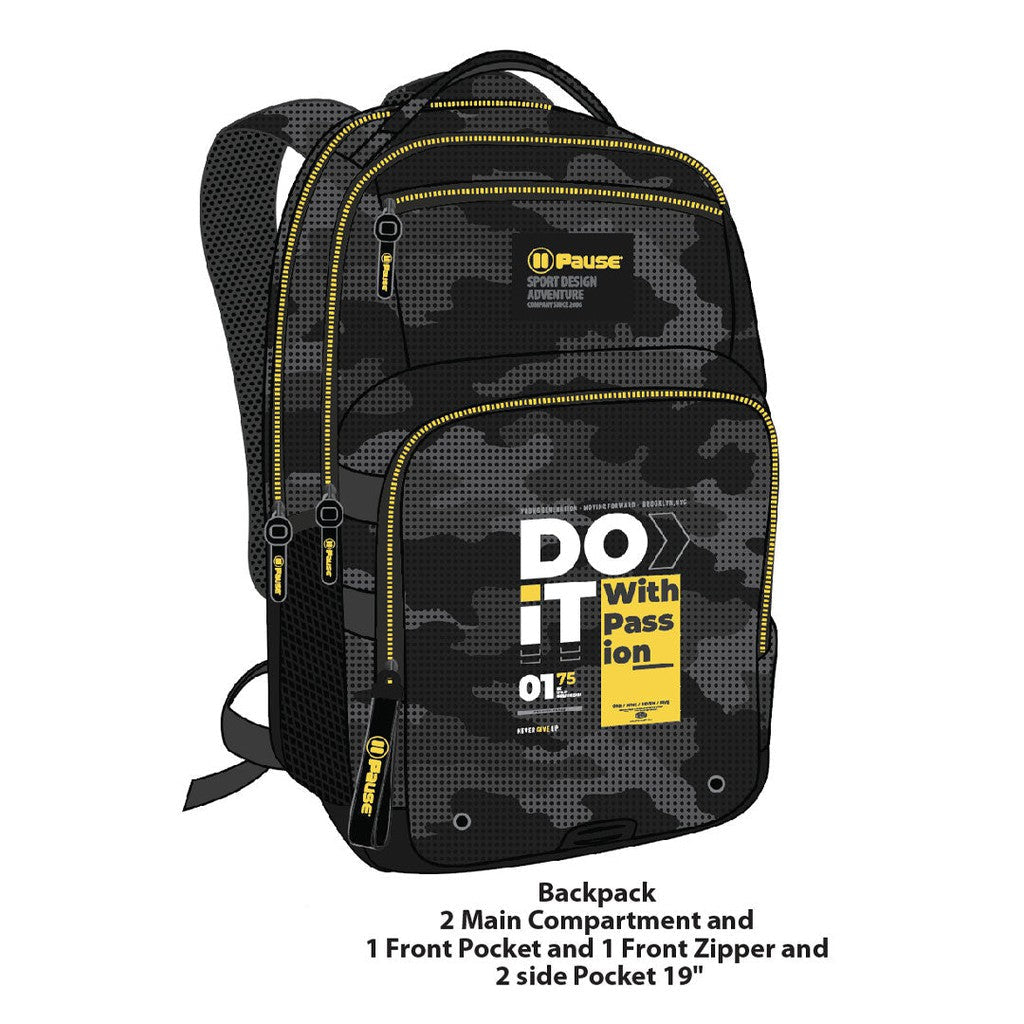 PAUSE DO IT WITH PASSION SCHOOL BACK-PACK (BLACK)