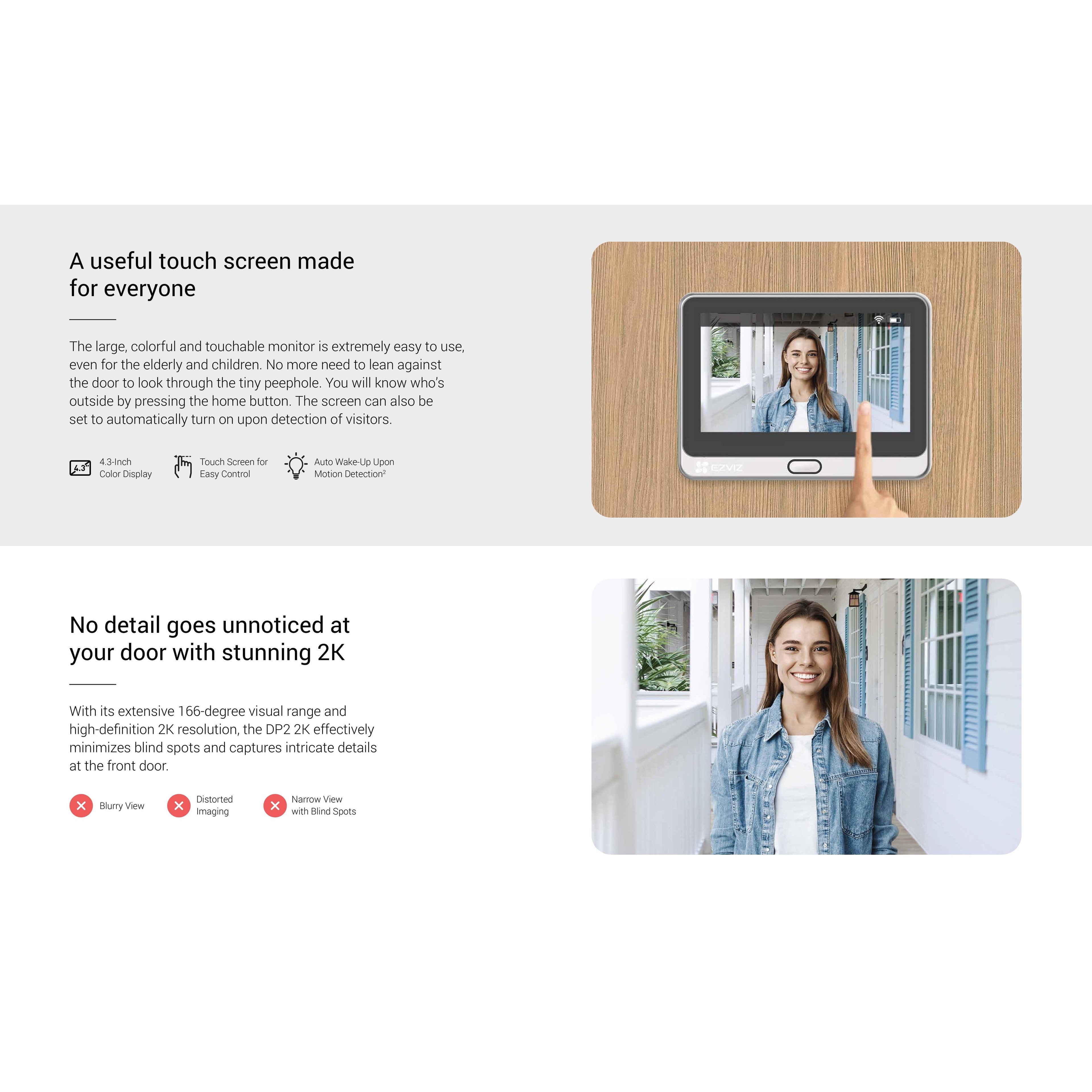 Ezviz DP2 2K Wire-Free Peephole Doorbell