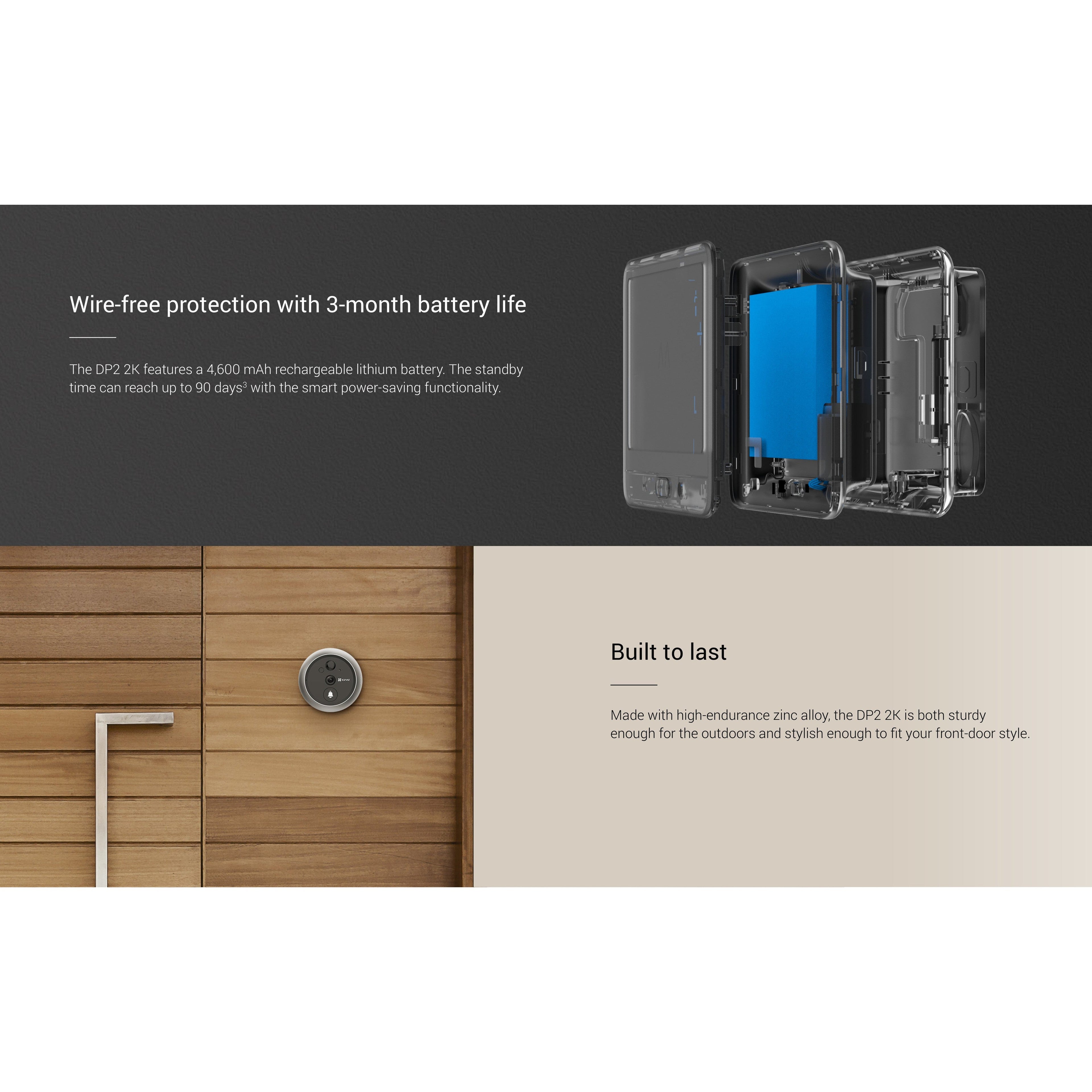 Ezviz DP2 2K Wire-Free Peephole Doorbell