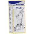 DRAFTING SET 4PCS RULER SET SQUARES PROTRACTOR 20CM TRANSPARENT