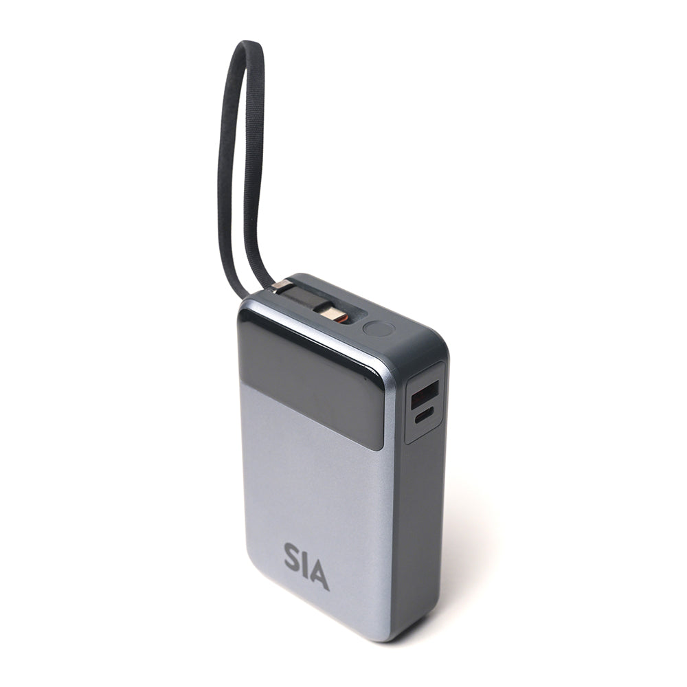 SIA Volt Link SIPB65WTC-GR POWER BANK 20K Mah 65W PD/PPS/QC  WITH BUILT IN TYPE-C CABLE GRAY
