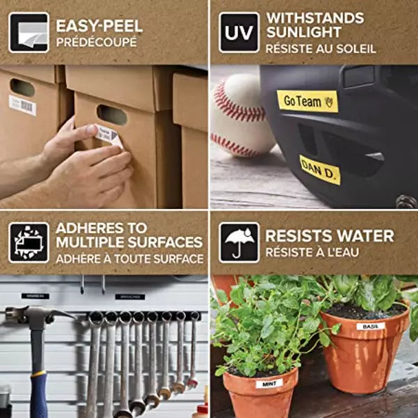 DYMO Authentic D1 Labels, 9mm x 7m Roll, Black Print on White Tape, Self-Adhesive Labels