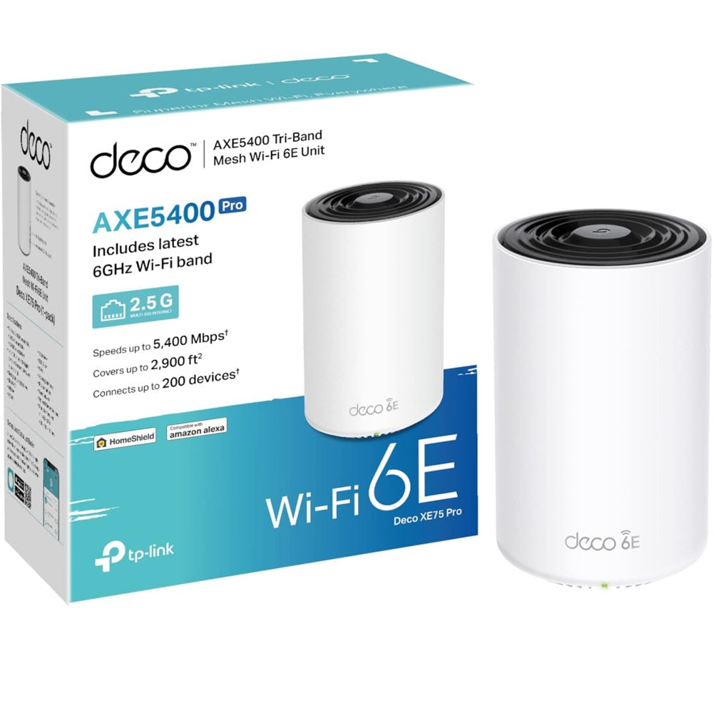TP-Link Deco XE75 Pro (AXE5400) Tri-Band Mesh Wi-Fi 6E System - 6GHz (2402 Mbps) / Gigabit WAN / Gigabit LAN