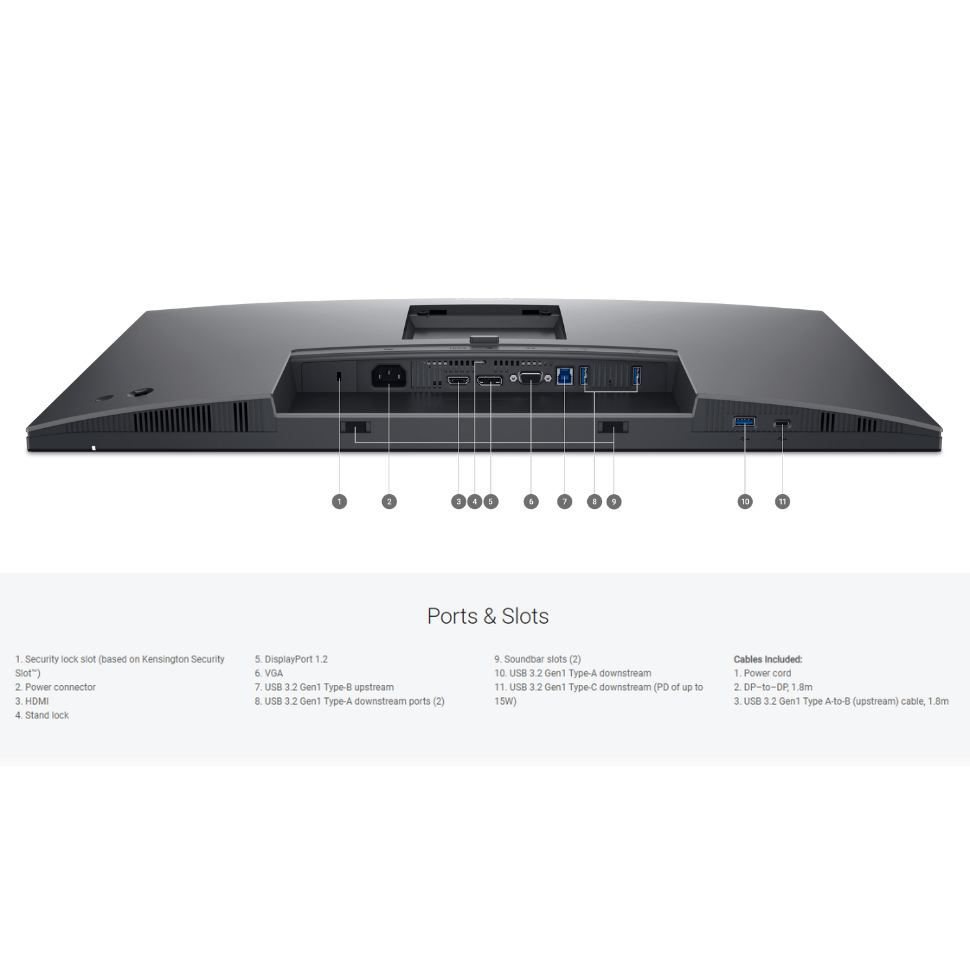 Dell P2725H - 27" IPS FHD / 8 ms / DisplayPort / D-Sub / HDMI / USB - Monitor