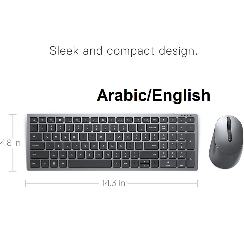 Dell Pro Plus KM7120W Compact Wireless Combo Keyboard and Mouse – Arabic/English (3 Devices)