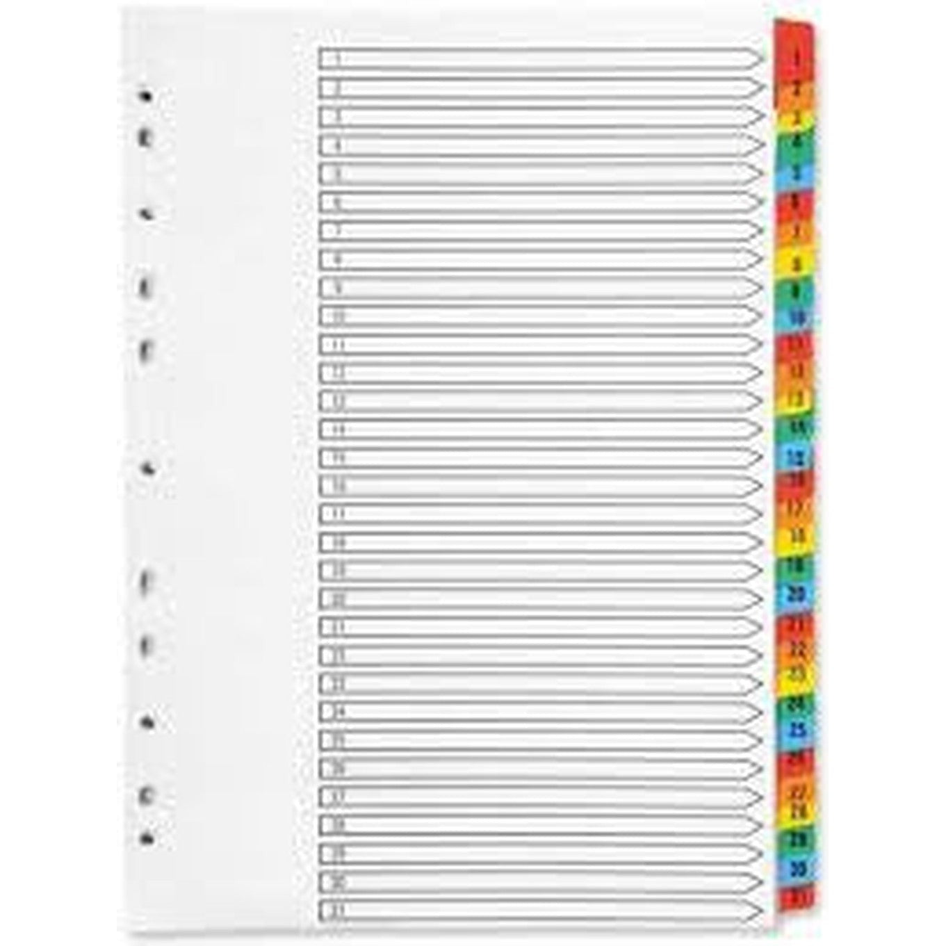 Divider 1To31 Color With Number