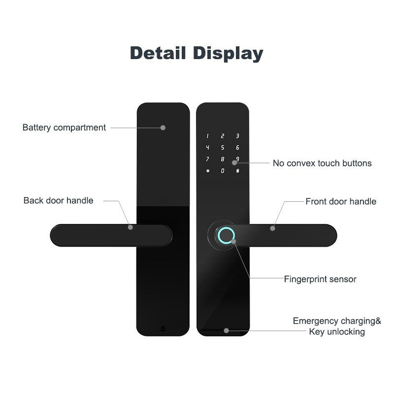 Door Lock Wooden-pvc Door TTLock-black - S07