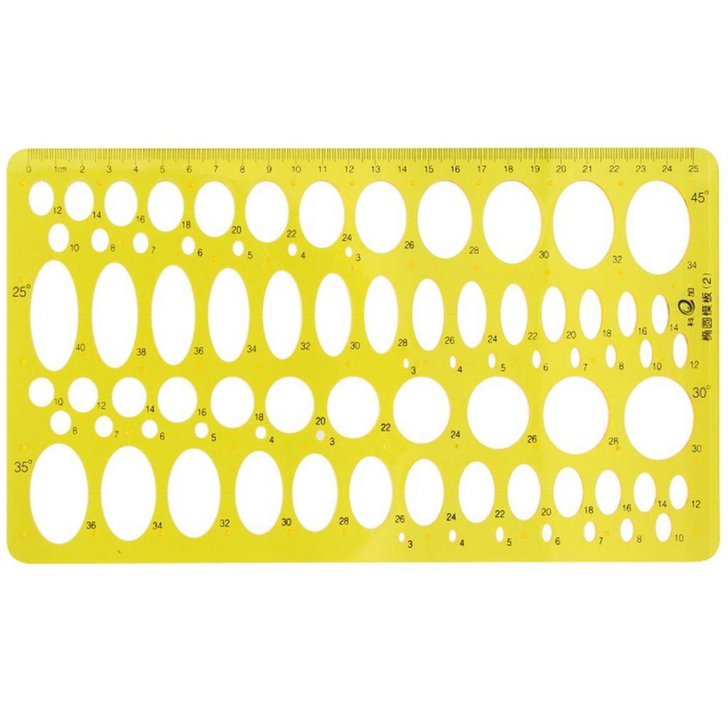 Drawing Template Measuring Ruler Oval Shape Yellow
