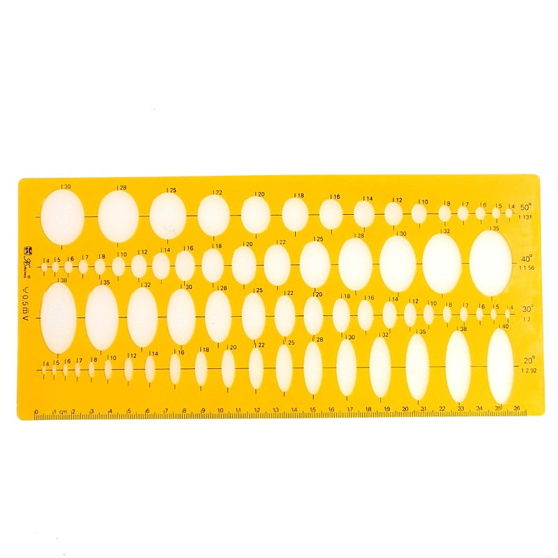 Drawing Template Measuring Ruler Oval Shape Yellow